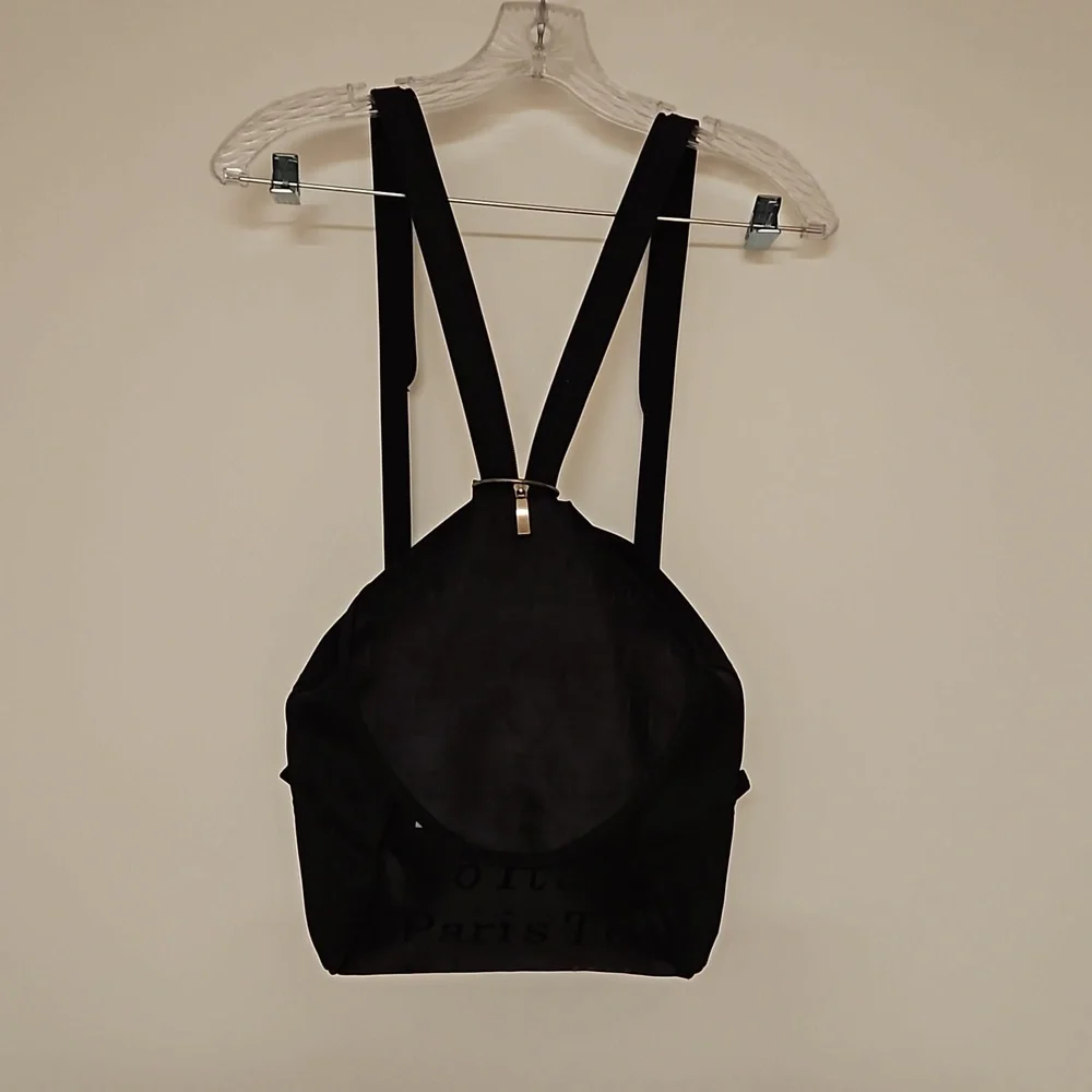 Black backpack convertible bag international city names on sections EUC